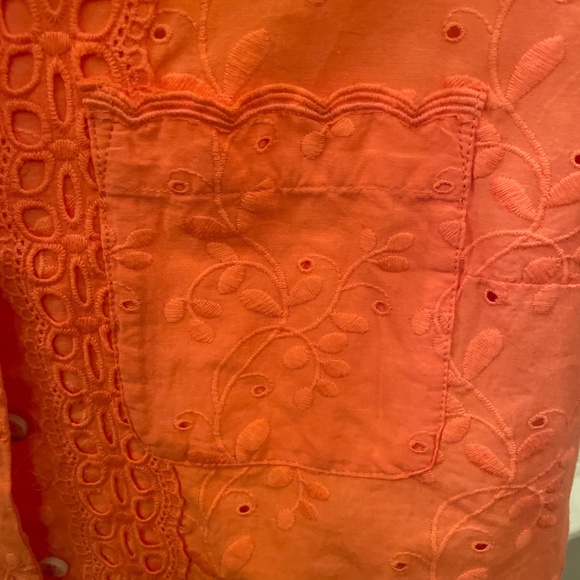 Anthropologie Maeve Eyelet Coral top - Picture 7 of 8